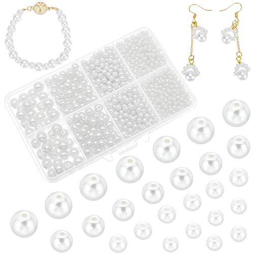 PandaHall Weiße Perlen 1060 Stück Glasperlen Runde Lose Perlen Bastelperlen Mit Löchern Für Armbänder Halsketten Schmuck Taschenketten Herstellung von Vasenfüllern von PH PandaHall