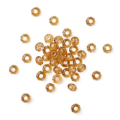 PandaHall facettierte Glasperlen, europäische Perlen, großes Loch, 14 x 8 mm, goldene Rondelle-Abstandshalter, lose Perlen, passend für europäische Schlangenketten-Charm-Armbänder, 100 Stück PandaHall facettierte Glasperlen, europäische Perlen, großes Loch, 14 x 8 mm, goldene Rondelle-Abstandshalter, lose Perlen, passend für europäische Schlangenketten-Charm-Armbänder, 100 Stück von PH PandaHall