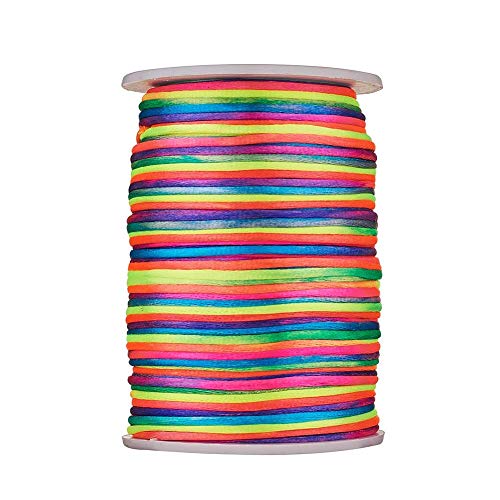 Pandahall 1 Rolle Satin Rattail Seide Nylon Perlenschnur, bunt, 2mm von Yilisi