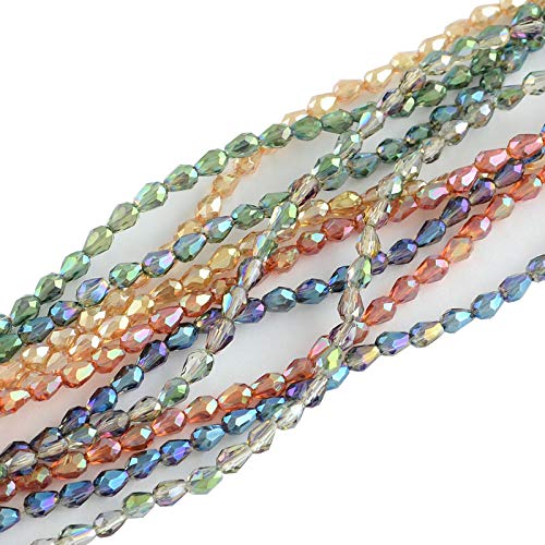 Pandahall 10 Stränge, galvanisierte Glasperlen, facettiert, Regenbogen-beschichtete Perlen für die Schmuckherstellung (100 Stück/Strang, gemischte Farben) von PH PandaHall