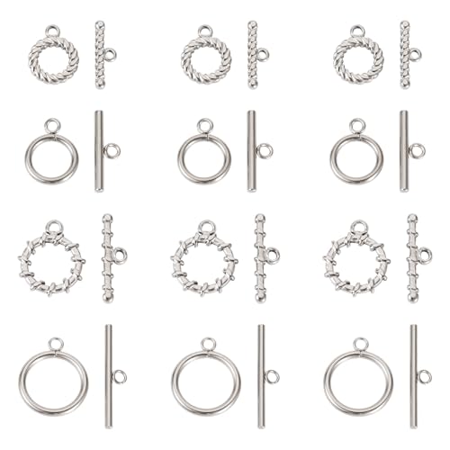 Pandahall 12 Sets 304 Edelstahl-Ring-Knebelverschlüsse, silberfarbene Tbar-Verschlüsse, Metallverschlüsse, Drehverschluss, runde Ring-Knebelverbinder für selbstgemachte Halsketten, Armbänder, Ohrringe Pandahall 12 Sets 304 Edelstahl-Ring-Knebelverschlüsse, silberfarbene Tbar-Verschlüsse, Metallverschlüsse, Drehverschluss, runde Ring-Knebelverbinder für selbstgemachte Halsketten, Armbänder, Ohrringe von PH PandaHall