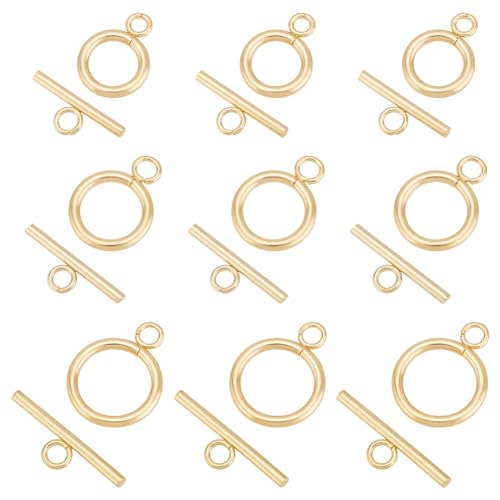 Pandahall 15 Sätze 304 Edelstahl Knebelverschlüsse 3 Größen Runde Toggle Clasps Connectors Armband T Verschlüsse Ketten Tbar Verschlüsse Für Halsketten Armband Schmuckherstellung, Golden von PH PandaHall