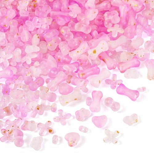 Pandahall 150 g sortierte Acrylperlen, mattierte Blumen-Perlenkappen, Schmetterlingsknochen, Herz, Bastelperlen für Schmuckherstellung, DIY, Armband, Halskette, Ohrring von pandahall