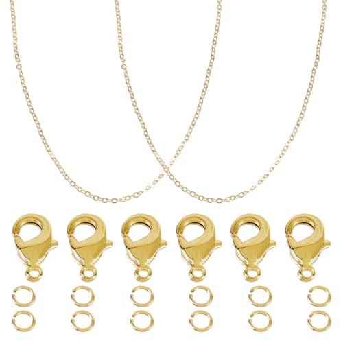 Pandahall 18 Karat vergoldete Kabelketten 5,5 x 4 x 0,5 mm, goldene Messinggliederketten für dauerhafte Schmuckherstellung, DIY-Armband, Halskette mit Karabinerverschlüssen und Biegeringen, 2 Stück von PH PandaHall
