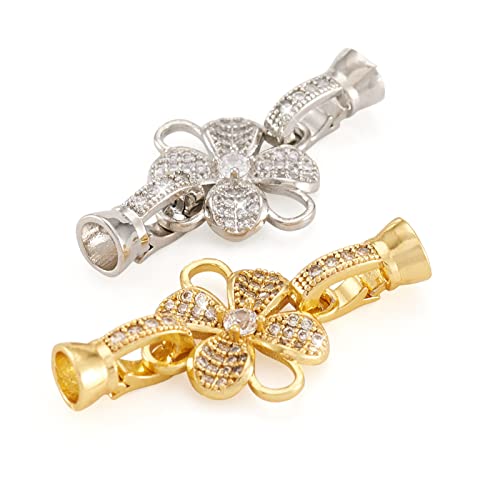 Pandahall 2 Stück Messing Micro Pavé Klar Zirkonia Faltverschlüsse Blume Charms Verschluss Haken Anhänger Verbinder für DIY Armband Halskette Schmuckherstellung Pandahall 2 Stück Messing Micro Pavé Klar Zirkonia Faltverschlüsse Blume Charms Verschluss Haken Anhänger Verbinder für DIY Armband Halskette Schmuckherstellung von PH PandaHall