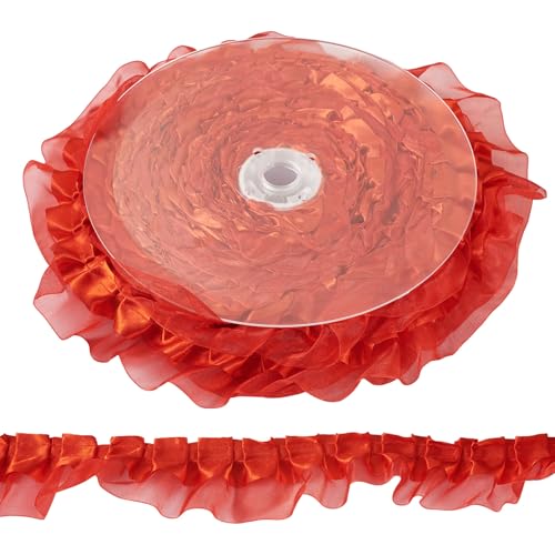 Pandahall 21,8 Meter 2-lagige Rüschen-Organza-Spitzenborte, plissiert, roter Satin-Spitzenrand, 4,8 cm, geraffte Einfassungen zum Nähen von Kleidung, Applikation, Hochzeit, Party-Dekoration Pandahall 21,8 Meter 2-lagige Rüschen-Organza-Spitzenborte, plissiert, roter Satin-Spitzenrand, 4,8 cm, geraffte Einfassungen zum Nähen von Kleidung, Applikation, Hochzeit, Party-Dekoration von pandahall