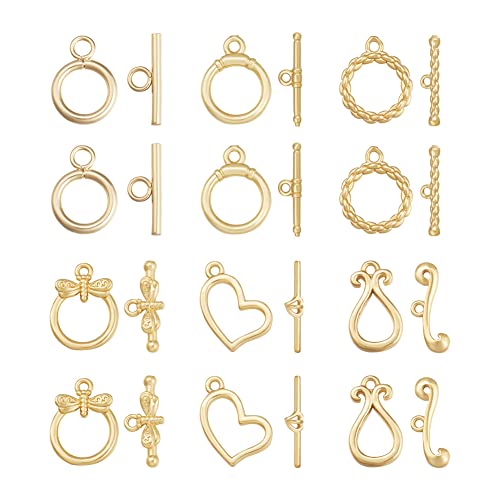 Pandahall 24 Sets Messing Knebelverschlüsse Herz Tropfenform T-Bar Haken Echt 18K Vergoldet für Schmuck Armband Herstellung Pandahall 24 Sets Messing Knebelverschlüsse Herz Tropfenform T-Bar Haken Echt 18K Vergoldet für Schmuck Armband Herstellung von PandaHall