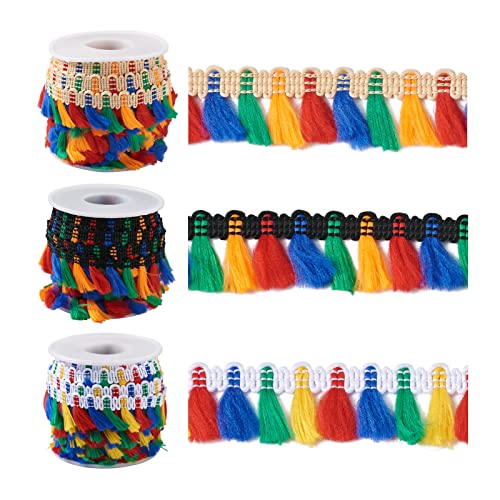 Pandahall 30 Meter 3 Rollen Polyester Quaste Fransen Besatz Buntes Band für Bühne Kleidung Vorhänge Taschen Basteln Dekorationen Zubehör Pandahall 30 Meter 3 Rollen Polyester Quaste Fransen Besatz Buntes Band für Bühne Kleidung Vorhänge Taschen Basteln Dekorationen Zubehör von PH PandaHall