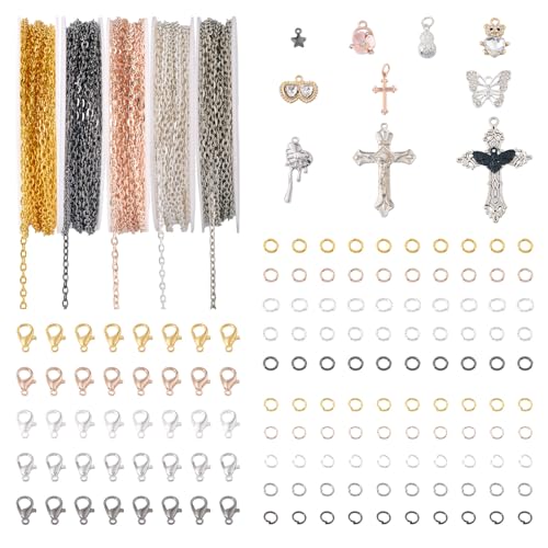 Pandahall 5 Rollen Eisen-Gliederkette, ungeschweißte Halskette, Ketten mit Kreuz, Schmetterling, Herz, Charms, Sprungringe, Karabinerverschlüsse für Männer und Frauen, Schmuckherstellung Pandahall 5 Rollen Eisen-Gliederkette, ungeschweißte Halskette, Ketten mit Kreuz, Schmetterling, Herz, Charms, Sprungringe, Karabinerverschlüsse für Männer und Frauen, Schmuckherstellung von PH PandaHall