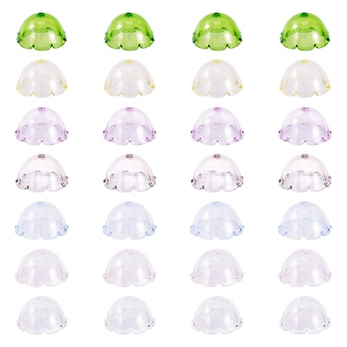 Pandahall Acryl-Perlenkappen, Windglocke, Blumenperlen, Abstandshalter, Endkappen, Quallen, Perlen für Windspiele, baumelnde Ohrringe, Halsketten, 28 Stück Pandahall Acryl-Perlenkappen, Windglocke, Blumenperlen, Abstandshalter, Endkappen, Quallen, Perlen für Windspiele, baumelnde Ohrringe, Halsketten, 28 Stück von PH PandaHall