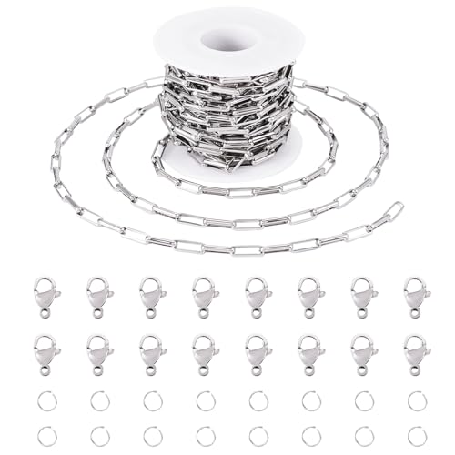 Pandahall Büroklammerketten aus Edelstahl, rechteckig, oval, mit Biegeringen, Karabinerverschlüssen für DIY-Armbänder, Schlüsselbänder, Schmuckherstellung, 12 x 4 x 2 mm, 4 m Pandahall Büroklammerketten aus Edelstahl, rechteckig, oval, mit Biegeringen, Karabinerverschlüssen für DIY-Armbänder, Schlüsselbänder, Schmuckherstellung, 12 x 4 x 2 mm, 4 m von pandahall