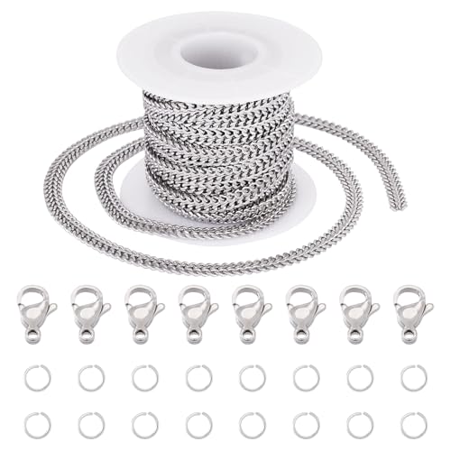 Pandahall Edelstahl-Panzerketten, 6 x 5 x 1,5 mm, Metall-Schlangenketten, Bastelkette für Heimwerker, Damen, Herren, Halskette, Schmuckherstellung, mit Karabinerverschlüssen, offener Biegering, 5 m Pandahall Edelstahl-Panzerketten, 6 x 5 x 1,5 mm, Metall-Schlangenketten, Bastelkette für Heimwerker, Damen, Herren, Halskette, Schmuckherstellung, mit Karabinerverschlüssen, offener Biegering, 5 m von PH PandaHall