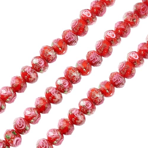 Pandahall Glasperlen mit roten Rosen, 60 Stück, Millefiori-Blumen-Glasperlen, Kristallblumen-Perlen, Goldsand, Lampwork-Perlen für Armband, Halskette, Handwerk, Schmuckherstellung Pandahall Glasperlen mit roten Rosen, 60 Stück, Millefiori-Blumen-Glasperlen, Kristallblumen-Perlen, Goldsand, Lampwork-Perlen für Armband, Halskette, Handwerk, Schmuckherstellung von PH PandaHall
