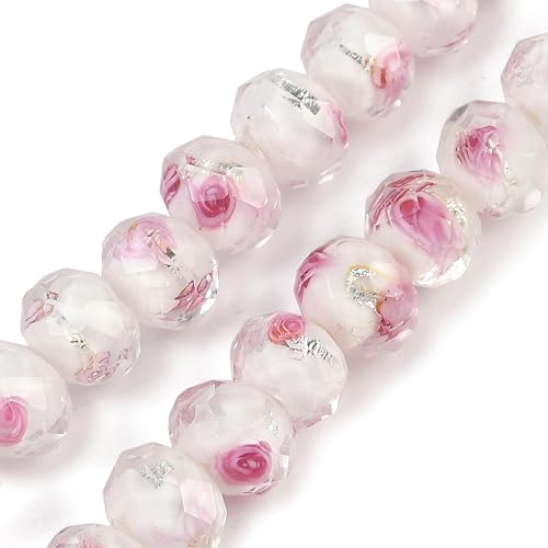 Pandahall Glasperlen mit weißen Rosen, Millefiori, Glasperlen, Kristallperlen, Goldsand, Lampwork-Perlen für Armband, Halskette, Handwerk, Schmuckherstellung, 60 Stück Pandahall Glasperlen mit weißen Rosen, Millefiori, Glasperlen, Kristallperlen, Goldsand, Lampwork-Perlen für Armband, Halskette, Handwerk, Schmuckherstellung, 60 Stück von PH PandaHall
