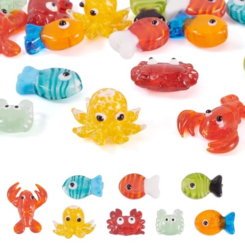 Pandahall Lampwork-Ozean-Tierperlen, handgefertigt, 3D-Glas, niedlich, Cartoon-Fisch, Krabbe, Oktopus, Garnelen, Kristall, Meerestier-Perlen, lose Abstandshalter für DIY-Armbänder, Halsketten Pandahall Lampwork-Ozean-Tierperlen, handgefertigt, 3D-Glas, niedlich, Cartoon-Fisch, Krabbe, Oktopus, Garnelen, Kristall, Meerestier-Perlen, lose Abstandshalter für DIY-Armbänder, Halsketten von PH PandaHall