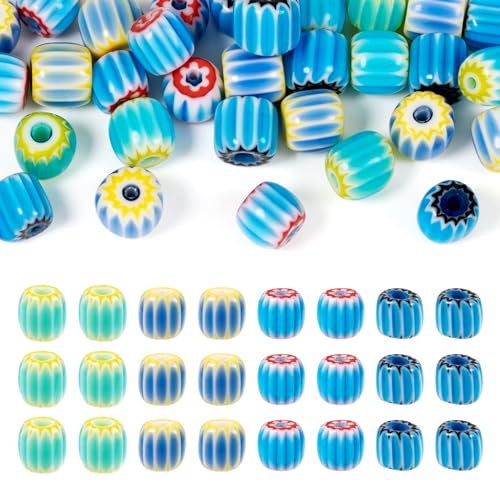 Pandahall Lampwork-Perlen, ovale Glasperlen, gestreift, lose Abstandshalter für Halsketten, Ohrringe, Armbänder, Schmuckherstellung, 40 Stück Pandahall Lampwork-Perlen, ovale Glasperlen, gestreift, lose Abstandshalter für Halsketten, Ohrringe, Armbänder, Schmuckherstellung, 40 Stück von PH PandaHall