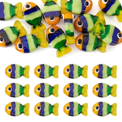 Pandahall Lampwork gestreifte Fischperlen, handgefertigt, 3D, niedliche Cartoon-Fischperlen, 20 x 12 mm, Kristall-Meerestierperlen, lose Abstandshalter, Perlen für DIY-Armbänder, Halsketten, Ohrringe Pandahall Lampwork gestreifte Fischperlen, handgefertigt, 3D, niedliche Cartoon-Fischperlen, 20 x 12 mm, Kristall-Meerestierperlen, lose Abstandshalter, Perlen für DIY-Armbänder, Halsketten, Ohrringe von PH PandaHall