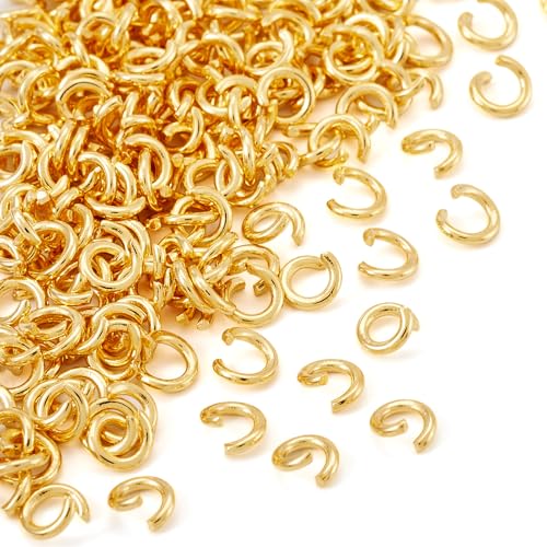 Pandahall Offene Biegeringe aus Edelstahl, 5 mm, rund, 1 mm dick, rund, ungelötet, zur Schmuckherstellung, goldfarben, 200 Stück Pandahall Offene Biegeringe aus Edelstahl, 5 mm, rund, 1 mm dick, rund, ungelötet, zur Schmuckherstellung, goldfarben, 200 Stück von PH PandaHall