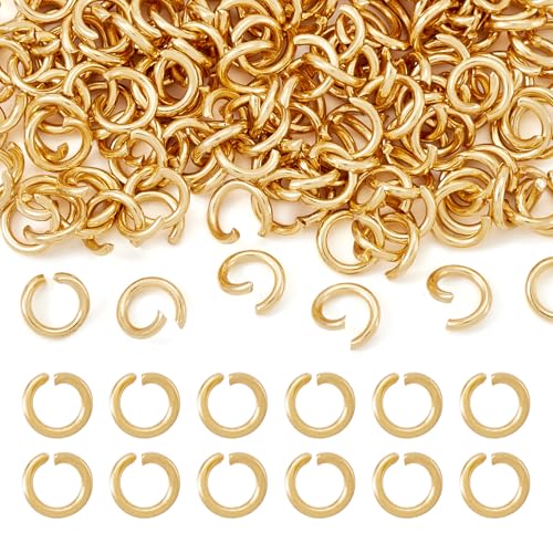 Pandahall Offene Biegeringe aus Edelstahl, 6 mm, rund, 1 mm dick, goldfarben, rund, ungelötet, Ringverbinder für Kettennetz-Schmuckherstellung, 200 Stück Pandahall Offene Biegeringe aus Edelstahl, 6 mm, rund, 1 mm dick, goldfarben, rund, ungelötet, Ringverbinder für Kettennetz-Schmuckherstellung, 200 Stück von PH PandaHall