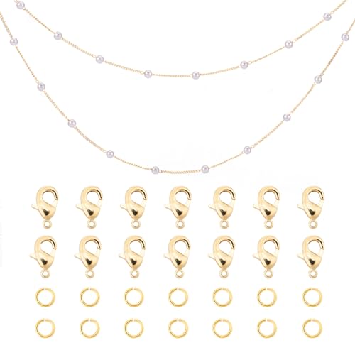 Pandahall Perlenkette für Schmuckherstellung und goldene Karabinerverschlüsse, offener Bindering für Männer und Frauen, 90 cm von PH PandaHall