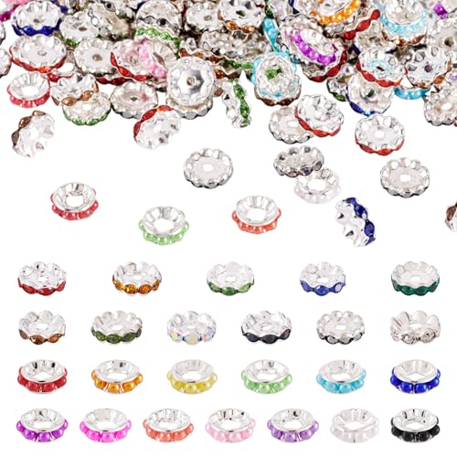 Pandahall Rondelle-Abstandshalter für Stifte, 12 mm, silberfarbene Wellen, Strass, Abstandshalter, Perlen, Nachahmungsperlen, Messing-Metallperlen für Perlenstifte, DIY, Armband, Schmuckherstellung Pandahall Rondelle-Abstandshalter für Stifte, 12 mm, silberfarbene Wellen, Strass, Abstandshalter, Perlen, Nachahmungsperlen, Messing-Metallperlen für Perlenstifte, DIY, Armband, Schmuckherstellung von PH PandaHall