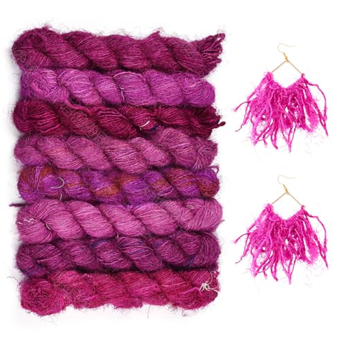 Pandahall Sari-Seidenband aus reiner Seide, 1 - 3 mm Durchmesser, handgefertigt, Sari-Seidenband zum Stricken, Häkeln, Makramee, Weben, 60 m (Rosa) von PH PandaHall