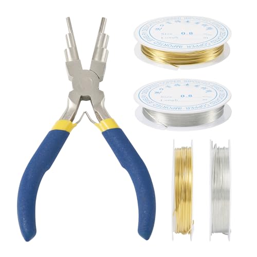 Pandahall Schmuckdraht, biegbarer Kupferdraht mit Schlaufenzange, 20 Gauge, 2 Rollen, platinfarben, anlaufgeschützt, Kupferdraht für DIY-Schmuck, Bastelzubehör von PH PandaHall