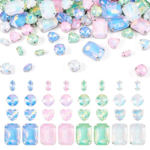 Pandahall Strasssteine zum Aufnähen, Glasstrass, facettierte Kristalle, Klauen, flache Rückseite, Nähperlen für Schmuck, Handwerk, Kleidung, Tasche, 80 Stück von PH PandaHall