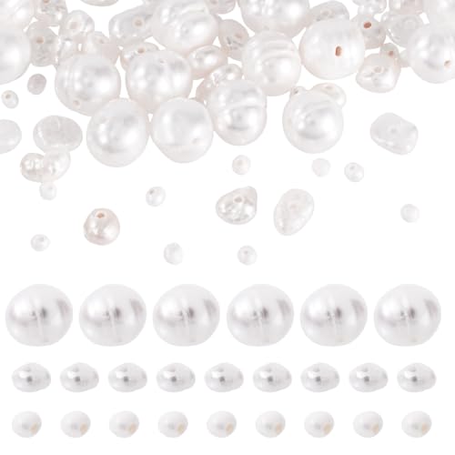 Pandahall Weiße Süßwasserperlen, 4–8 mm, natürliche Zuchtperlen, oval, lose Edelsteinperlen für Schmuckherstellung, Armbänder, Halsketten, Ohrringe, 50 Stück von PH PandaHall