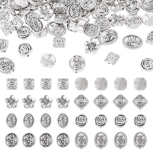 Pandahall tibetische Blumen-Abstandshalter, Legierung, Antik-Silber, Rosen-Perlen, Vintage-Metall-Perlen, lose Abstandshalter, Großpackung für DIY-Halsketten, Armbänder, Ohrringe, Schmuckherstellung Pandahall tibetische Blumen-Abstandshalter, Legierung, Antik-Silber, Rosen-Perlen, Vintage-Metall-Perlen, lose Abstandshalter, Großpackung für DIY-Halsketten, Armbänder, Ohrringe, Schmuckherstellung von PH PandaHall