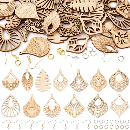 pandahall 146-teiliges DIY-Geometrie-Ohrring-Bastelset inklusive Rauten-Tropfen-Blatt-Holz-Anhänger, Charms, Messing-Ohrringhaken, Biegeringe pandahall 146-teiliges DIY-Geometrie-Ohrring-Bastelset inklusive Rauten-Tropfen-Blatt-Holz-Anhänger, Charms, Messing-Ohrringhaken, Biegeringe von pandahall