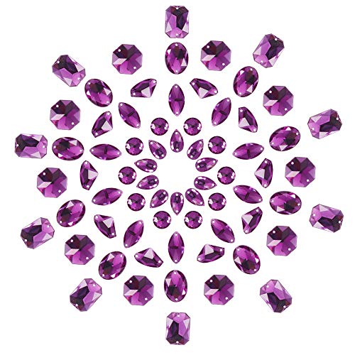 pandahall Elite 70 PCS Acryl Nähen auf Rhinestone facettierte Strassstein Kristall Tasten Gems 7 Styles für Kleidung Hochzeit Kleid Dekoration Schwarz 7 Styles - Length 10~18mm Purple-70 Pcs von PH PandaHall