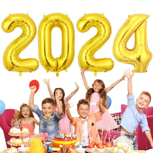 2024 Neujahrsballons | 40 Zoll dekorative Luftballons | Multifunktionale, langlebige, große 2024-Folienballons mit Zahlen für die Jubiläumsdekoration Phasz von PHASZ
