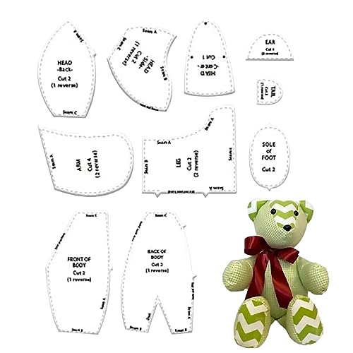Memory Bear Schablonen-Lineal-Set, 10 Stück, Memory Bear Schnittmuster mit Anleitung (evtl. nicht in deutscher Sprache), Machen Sie Ihren eigenen Bär von PHASZ