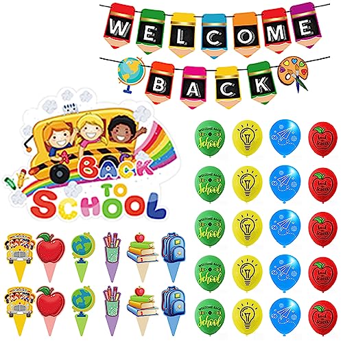 PHASZ 5-teiliges Ballon-Set für den Schulanfang, Klassenzimmer, Banner mit Spulen und Punkten, Partyzubehör, Party-Dekorationen für Pinnwände, Tafeln von PHASZ