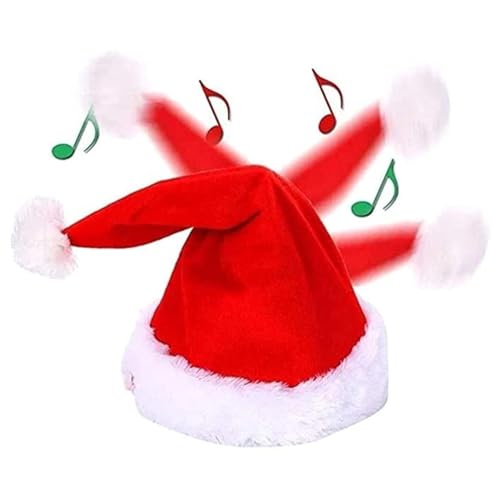 PHASZ Singende und tanzende Weihnachtsmütze, elektrische klassische Weihnachtsmütze, atmungsaktiv und gemütlich, Weihnachtsfeierzubehör für Versammlungen, Silvester, Partys, Schulaufführungen von PHASZ