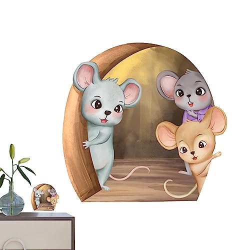 Realistische 3D-Wandaufkleber, Maus in einem Loch, lustige Kunst, 15 x 15 cm, realistische Mausloch-Wandaufkleber, Wanddekoration für Hotel, Büros, Kinderzimmer, Garage, Badezimmer Phasz von PHASZ