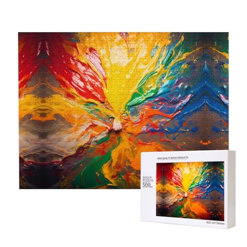Phayah Spilt Farbpaletten-Puzzle, 500 Teile, für Puzzle, Holzpuzzle für Familie, Freunde, Heimdekoration, Wandkunst, 500 x 38 cm von PHAYAH