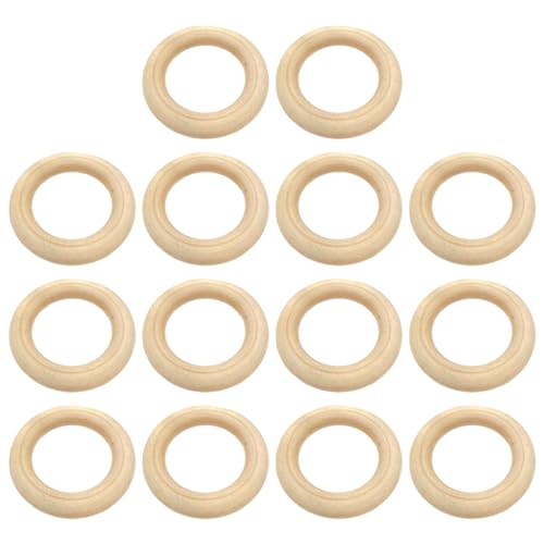 PHCOZY 14 Pcs Holzringe zum Basteln Natürliche Holz Ringe Makramee Ringe für DIY Schmuck Makramee Armband Anhänger Hängende Dekoration Ringe (45mm) von PHCOZY