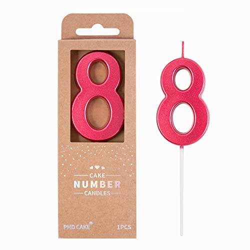 PHD CAKE 7,9 cm Moderne rote 8 Zahlen Geburtstagskerzen, rote Zahlenkerzen, Kuchenzahlenkerzen, Party Feier PHD CAKE 7,9 cm Moderne rote 8 Zahlen Geburtstagskerzen, rote Zahlenkerzen, Kuchenzahlenkerzen, Party Feier von PHD CAKE