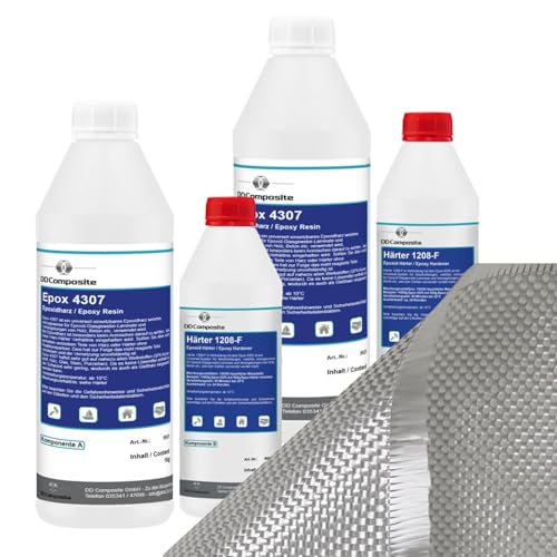 Epoxidharz 3kg plus 4m² Glasfilamentgewebe 390g/m² Leinwand leicht formbares Gewebe zum Laminieren und Reparieren gute Haftung hohe Klebkraft von PHD