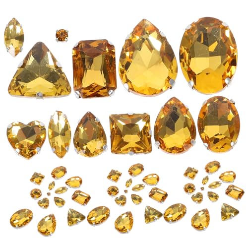 PHENOFICE 1 Unregelmäßiger Diamant, Glaskristall, Aufgenähter Diamant, DIY Kleidung, Hochzeitskleid, Handgefertigter Dekorativer Diamant (Gold, 50 Stück/Packung), Kleidungsstück DIY von PHENOFICE