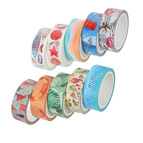 PHENOFICE 10 Rollen Strandmuschel Eiscreme Papierband, Collage, Handtaschen Dekorationsmaterial, Aufkleber, Japanisches Papierband, Washi Klebeband, DIY Papierbänder, Dekorative von PHENOFICE