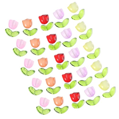 PHENOFICE 100 Stück Tulpenperlen, Glasperlen Für Diy, Perlen Mit Kleinem Loch, Charms, Perlen Zum Basteln, Glasperlen Für Armbänder, Perlen Zur Schmuckherstellung, Lose Perlen, Glasperlen von PHENOFICE