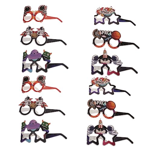 PHENOFICE 12 Teiliges Sci Fi Weltraumbrillen Set, Party Mottobrille, Brillen, Kostüm, Dekorative Partybrille, Praktische Partybrille, Partybrille, Leichte Partybrille, Papierdekorationen von PHENOFICE