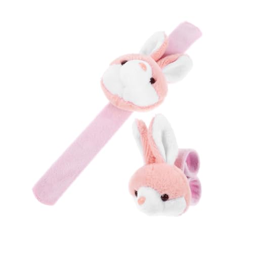 PHENOFICE 2 Stück Simulations-kaninchen-armband Plüsch Kaninchen Ausgestopft Ohrfeigenarmbänder Zur Dekoration Animal Slap Band Slap -band Gefülltes Armbandspielzeug Pp Baumwolle Rosa von PHENOFICE