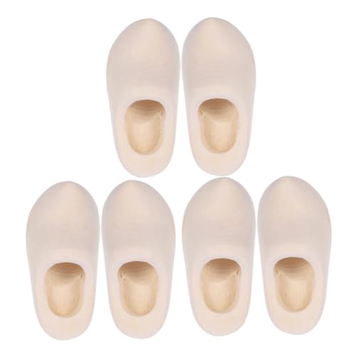 PHENOFICE 3 Paare Mini Holzschuhe für Puppenhaus Dekoration für Szenen Handgefertigte Holzmodelle Realistische Form DIY Bastelbedarf Puppenzubehör von PHENOFICE