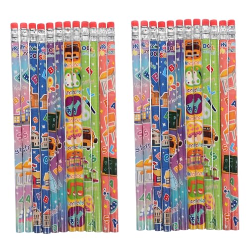 PHENOFICE 36 Stück Bleistifte Mit Campus Motiven, Zeichenstifte Für Kinder, Schreibstifte Für Schüler, Schulparty Bleistifte, Schreibwaren Für Schüler, Kinderstifte, Partygeschenke, Schüler von PHENOFICE