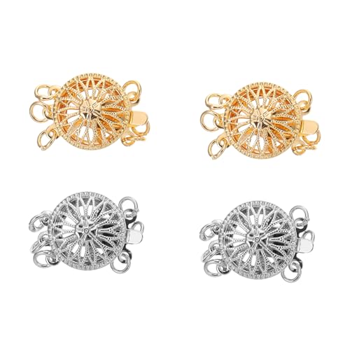 PHENOFICE 4 Stück Schöne Halskettenverschluss Mehrstrang Armband Verbindungselemente für DIY Schmuck Ring Kettenverschluss Platin und Gold PHENOFICE 4 Stück Schöne Halskettenverschluss Mehrstrang Armband Verbindungselemente für DIY Schmuck Ring Kettenverschluss Platin und Gold von PHENOFICE