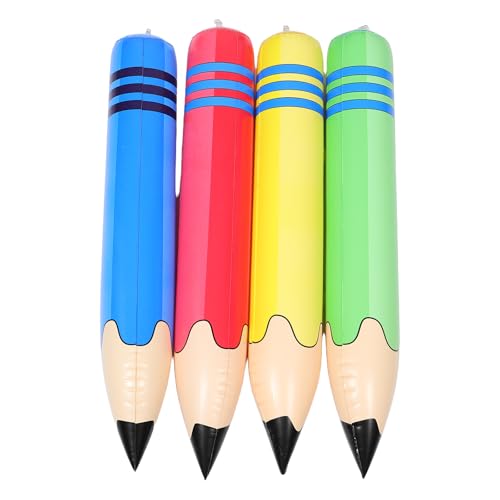 PHENOFICE 4 Stück aufblasbarer Jumbo-Bleistift: Riesiges Schreibgerät-Spielzeug – PVC-Buntstift-Ballon für die Dekoration im Klassenzimmer, für Bildungsveranstaltungen und als Foto-Requisite zum von PHENOFICE